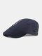 Men Cotton Zipper Decor Casual Sunshade Beret Flat Hat Forward Hat - Navy
