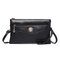Women PU Leather Casual Clutch Bags Multi-function Crossbody Bags Solid Wallet - Black