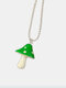 Cartoon Color Mushroom Necklace Personality Cute Resin Pendant Charm Jewelry Gift - Green