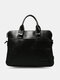 Men Vintage Faux Leather Multifunction Multi-Carry Laptop Business Briefcase - Black