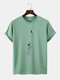Mens Planet Astronaut Print Crew Neck Short Sleeve T-Shirts - Green