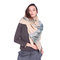 Women's Fibres Scarf Striped Tassels Shawls And Scarves Patchwork Thickening Warm Scarf - Khaki
