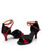 Women Latin Dance Social Dance Square Dance Gold Splicing Soft Sole Sandals Dancing Heels - Red - 5cm