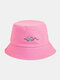 Unisex Cotton Snake Pattern Print Simple Versatile Sunscreen Bucket Hat - Rose