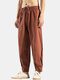 Mens 100% Cotton Oriental Solid Color Thin & Breathable Loose Harem Pants - Brown