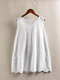 Solid Color Hollow Out Pleated Sleeveless Tank Top - White