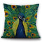 Simple Peacock Flower Linen Pillow Case Sofa Home Car Cushion Cover Dec - #11