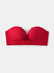 Wireless Front Closure Solid Color Seamless Beauty Comfort Bandeau Strapless Bras - Red