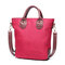 Women Patchwork Oxford PU Leather Handbag Shoulder Bag Crossbody Bags - Wine Red