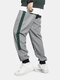 Calça jogger masculina com listras laterais de retalhos textura com cordão Calças - cinzento