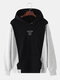 Mens Cotton Colorblock Funeral Culture Print Loose Hoodie With Muff Pocket - Black