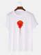 Mens Red Sun Japanese Printed Cotton Short Sleeve T-Shirts - White