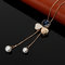 Women Vintage Long Chain Necklace With Bowknot Pendants - Rose/Blue