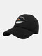 Unisex Polyester Cotton Solid Color Letter Fish Embroidery Simple Sunshade Baseball Cap - Black