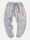 Mens Halloween Funny Face Print Cotton Casual Drawstring Pants With Pocket - Gray