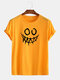 Mens Funny Grimace Print Breathable Casual Loose Short Sleeve T-Shirt - Orange