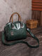Women Vintage PU leather Large Capacity Crossbody Bag Shoulder Bag Handbag - Green