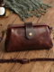Women Vintage PU Leather Cylindrical Bag Crossbody Bag Shoulder Bag - Dark Brown