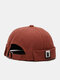 Unisex Cotton Solid Color Letter Label Fashion Brimless Beanie Landlord Cap Skull Cap - Brick Red