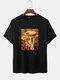 Mens Cartoon Mushroom Graphic O-Neck Community Spirit Cotton Short Sleeve T-Shirts - Black