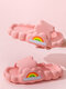 Informal Sólido Solor Nube Patrón Estampado arcoíris Soft Cómodo Hogar zapatillas Para Mujer - Rosado
