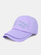 Unisex Cotton Letters Embroidery Double-layer Brim Curved Eaves Soft Top Vintage Sunshade Baseball Cap - Purple