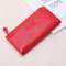 Women Genuine Leather Long Wallet Card Holders Phone Bag Purse - Red