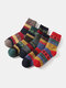 5 paires de chaussettes respirantes en laine et coton épais à rayures géométriques à motif de points - #01