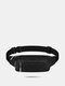 Men Casual Nylon Waterproof Double Layer Large Pocket Sport Belt Bag - Black