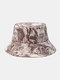 Unisex Polyester Cotton Line Drawing Landscape Painting Print Fashion Sunshade Bucket Hat - Brown