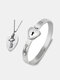 2 Pcs Concentric Lock Couple Jewelry Projection Stone Lock Bangle Key Necklace Valentine's Day Gift - #02