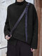 Solid Color Long Sleeve Side Slit Irregular Sweatshirt - Black