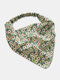 Women Country Style Floral Pattern Elastic Band Triangle Wrap Headscarf Headband - Green