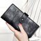 Women PU Leather Ultrathin Wallet Purse Business Card Holders - Black