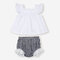 Baby Flying Sleeves White Tops+Plaid Print Shorts Clothing Set For 3-24M - White