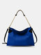 Women Faux Leather Fashion Large Capacity Color Matching Multi-Carry Handbag Crossbody Bag Tote - Blue