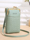 Faux Leather Zipper Buckle Design Crossbody Bag Embossed Woven Wrapper Pattern Multi-Pocket Clutch Bag Card Bag Phone Bag Coin Purse - Green