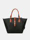 Women Faux Leather Fashion Large Capacity Color Matching Handbag - Black