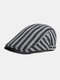 Men & Women Cotton Stripes Pattern Casual Fashion Breathable Forward Hat Flat Hat - Gray