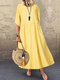 فستان كاجوال منقوش بياقة مستديرة وأكمام قصيرة Plus مقاس - الأصفر