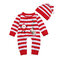 2PCs Baby Christmas Santa Striped One Piece Pajama Rompers For 0-24M - Red
