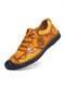 Men British Style Comfy Slip Resistant Hand Stitching Casual Shoes - Yellow