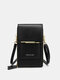 Women Faux Leather Fashion Solid Color Multifunction Waterproof Crossbody Bag Phone Bag - Black