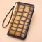 Women Genuine Leather Alligator Multi-card Slots Money Clip Coin Purse Card Wallet - Yellow