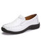 Women Retro Soft Oxford Comfy Leather Loafers - White