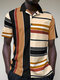 Camicie da golf da uomo a maniche corte con patchwork geometrico color block - Cachi