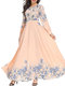 Froral Digital Print Long Sleeve Maxi Dress - Pink