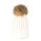Warm Beanie Hats Tide Cute Lady Outdoor Knit Warm Wool Ball Wool Hat  - White