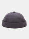 Unisex Cotton Solid Color Trendy Simple All-match Adjustable Brimless Beanie Landlord Caps Skull Caps - Gray