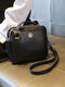Retro Faux Leather Crossbody Bag Watherproof Shoulder Bag - Black